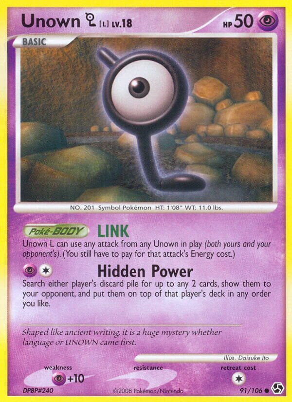 Unown L 091/106 — Great Encounters (English Pokémon TCG card)