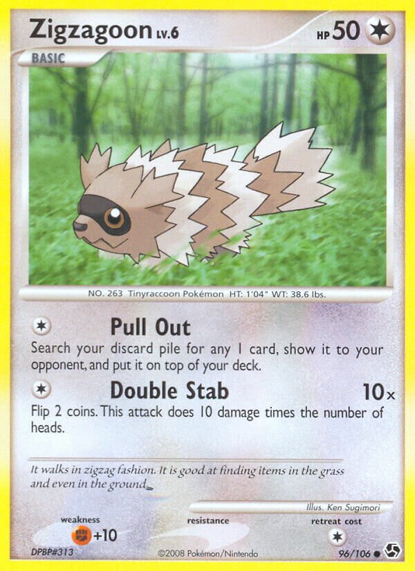 Zigzagoon 096/106 — Great Encounters (English Pokémon TCG card)