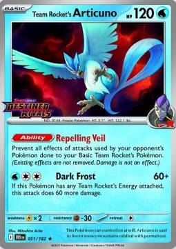 Team Rocket's Articuno 051 — Destined Rivals: Additionals Singles (English Pokémon TCG card)