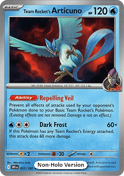Team Rocket's Articuno 051 — Destined Rivals: Additionals Singles (English Pokémon TCG card)