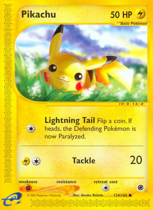 Pikachu 124/165 — Expedition Base Set (English Pokémon TCG card)