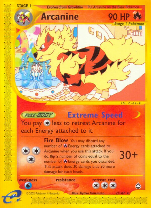 Arcanine H2 — Aquapolis (English Pokémon TCG card)