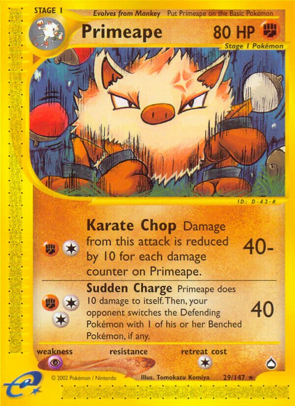 Primeape 029/186 — Aquapolis (English Pokémon TCG card)