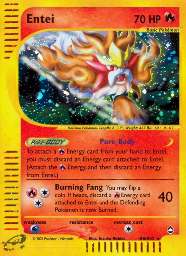 Entei H8 — Aquapolis (English Pokémon TCG card)