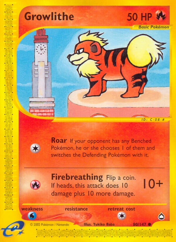 Growlithe 080/186 — Aquapolis (English Pokémon TCG card)