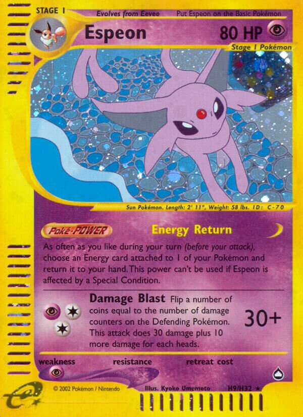 Espeon H9 — Aquapolis (English Pokémon TCG card)
