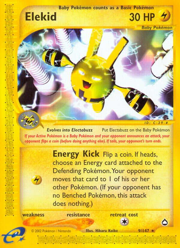 Elekid 009/186 — Aquapolis (English Pokémon TCG card)