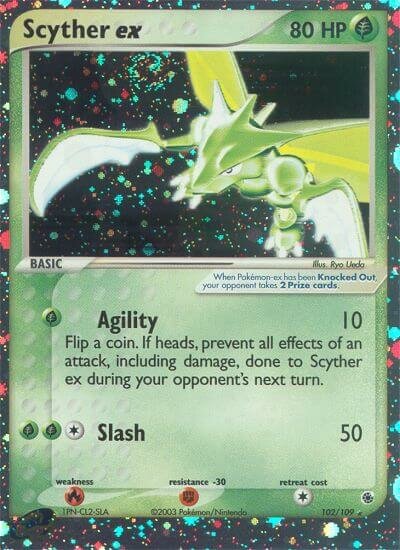 Scyther ex 102/109 — EX Ruby & Sapphire (English Pokémon TCG card)