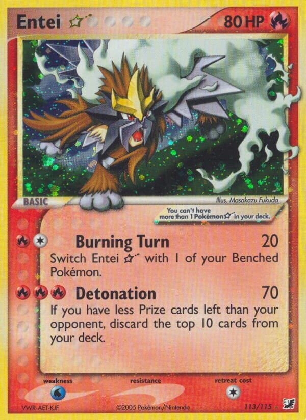 Entei ☆ 113/117 — EX Unseen Forces (English Pokémon TCG card)