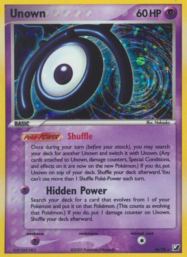 Unown M/28 — EX Unseen Forces (English Pokémon TCG card)