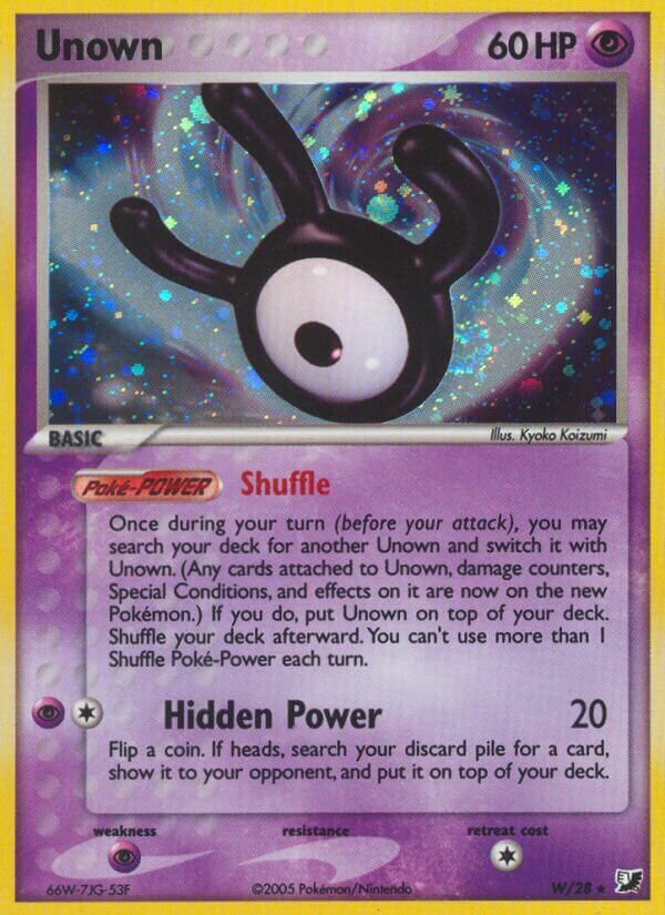 Unown W/28 — EX Unseen Forces (English Pokémon TCG card)