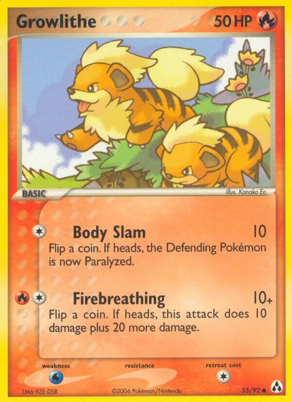 Growlithe 055/92 — EX Legend Maker (English Pokémon TCG card)