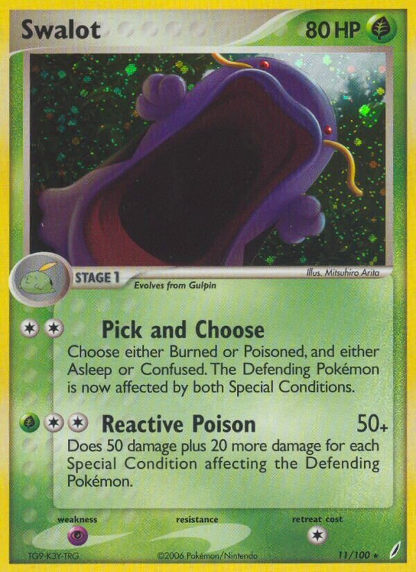 Swalot 011/100 — EX Crystal Guardians (English Pokémon TCG card)