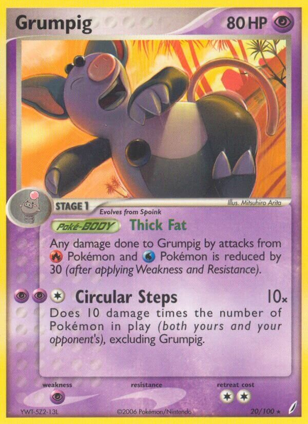 Grumpig 020/100 — EX Crystal Guardians (English Pokémon TCG card)
