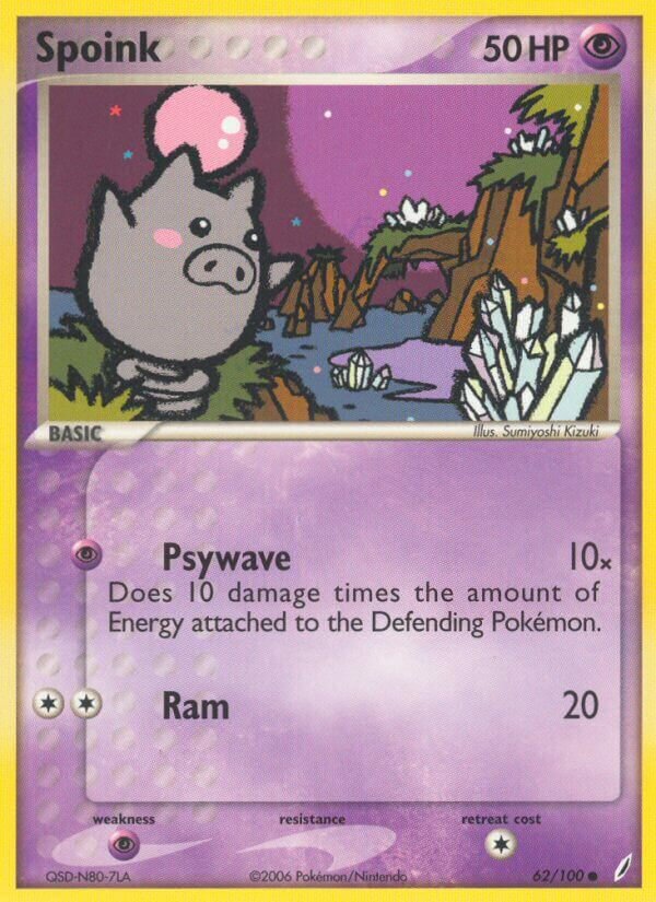 Spoink 062/100 — EX Crystal Guardians (English Pokémon TCG card)