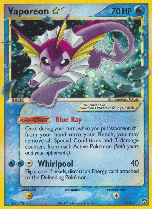 Vaporeon ☆ 102/108 — EX Power Keepers (English Pokémon TCG card)