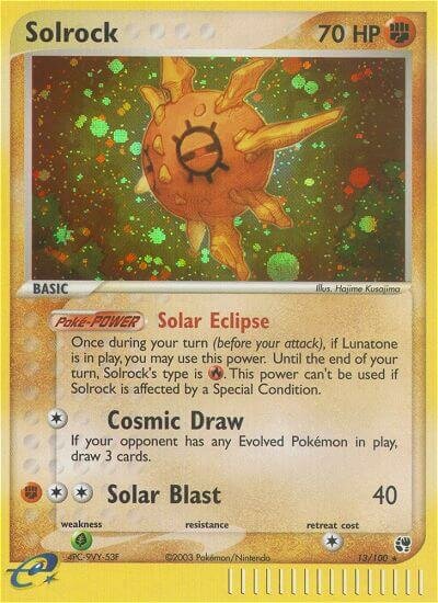 Solrock 013/100 — EX Sandstorm (English Pokémon TCG card)