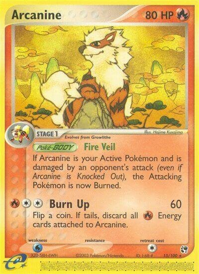 Arcanine 015/100 — EX Sandstorm (English Pokémon TCG card)