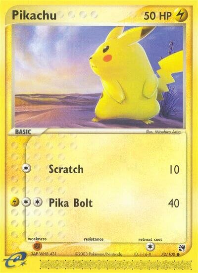 Pikachu 072/100 — EX Sandstorm (English Pokémon TCG card)
