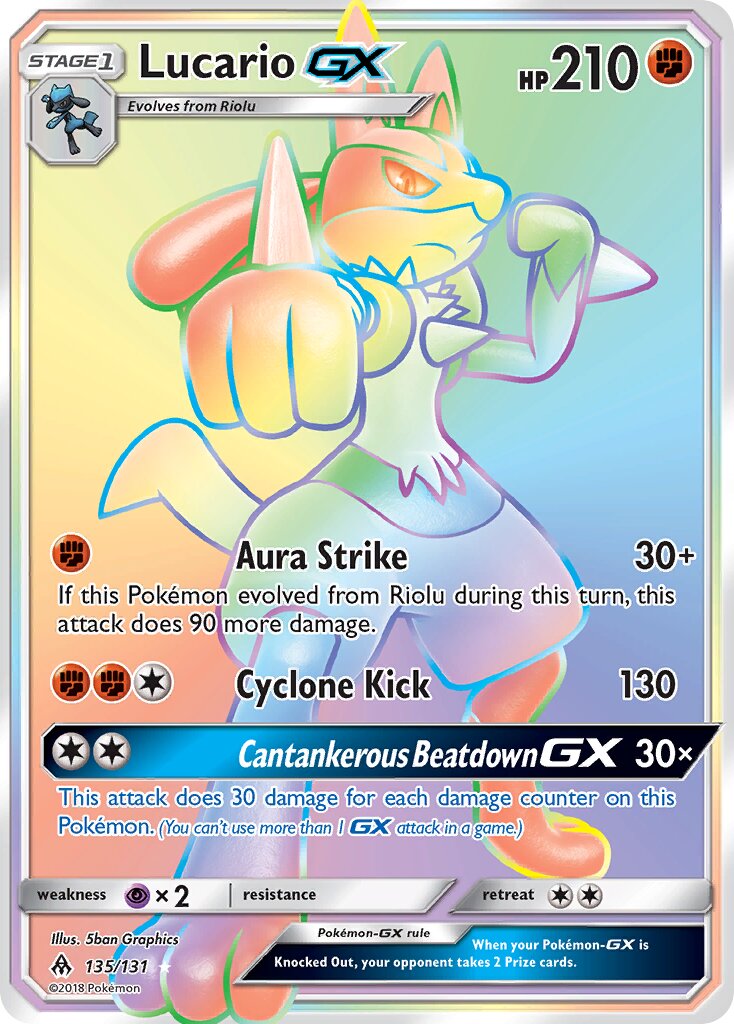 Lucario-GX 135/131 — Forbidden Light (English Pokémon TCG card)