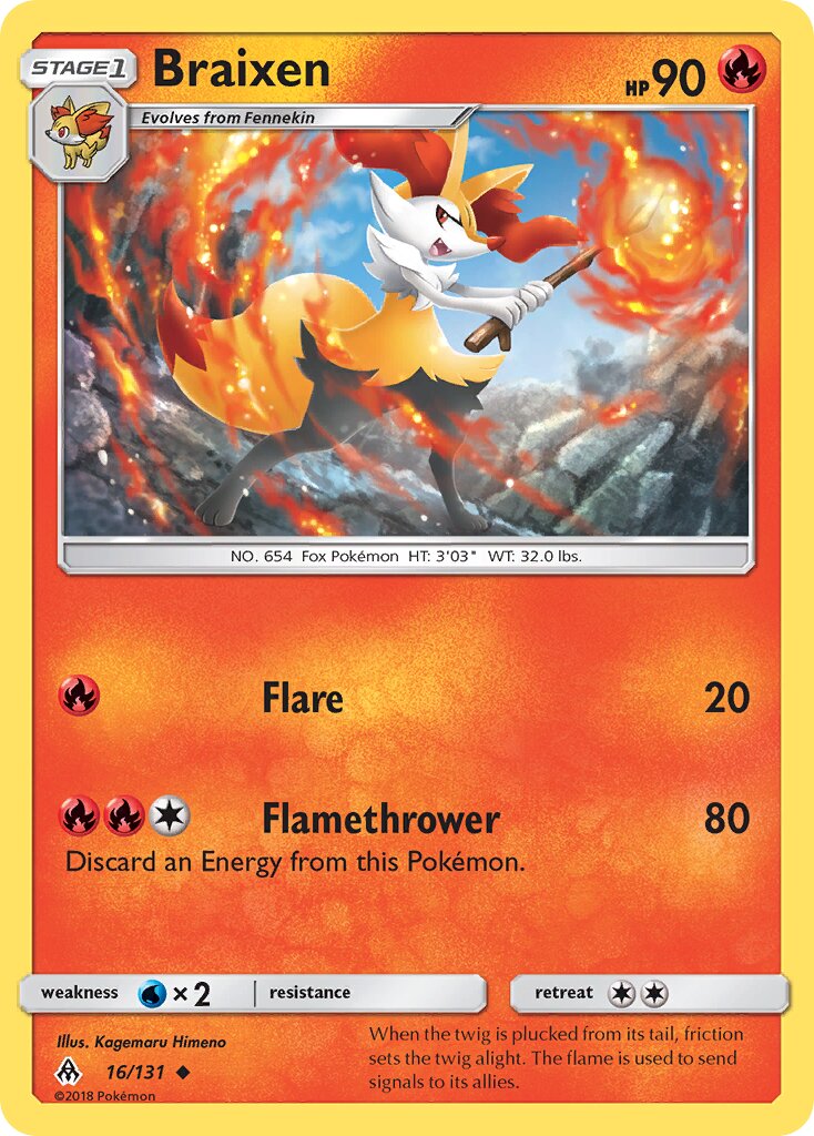 Braixen 016/131 — Forbidden Light (English Pokémon TCG card)