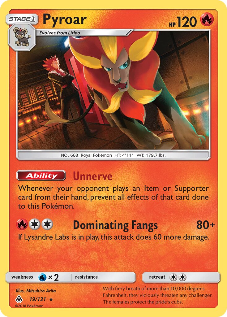 Pyroar 019/131 — Forbidden Light (English Pokémon TCG card)