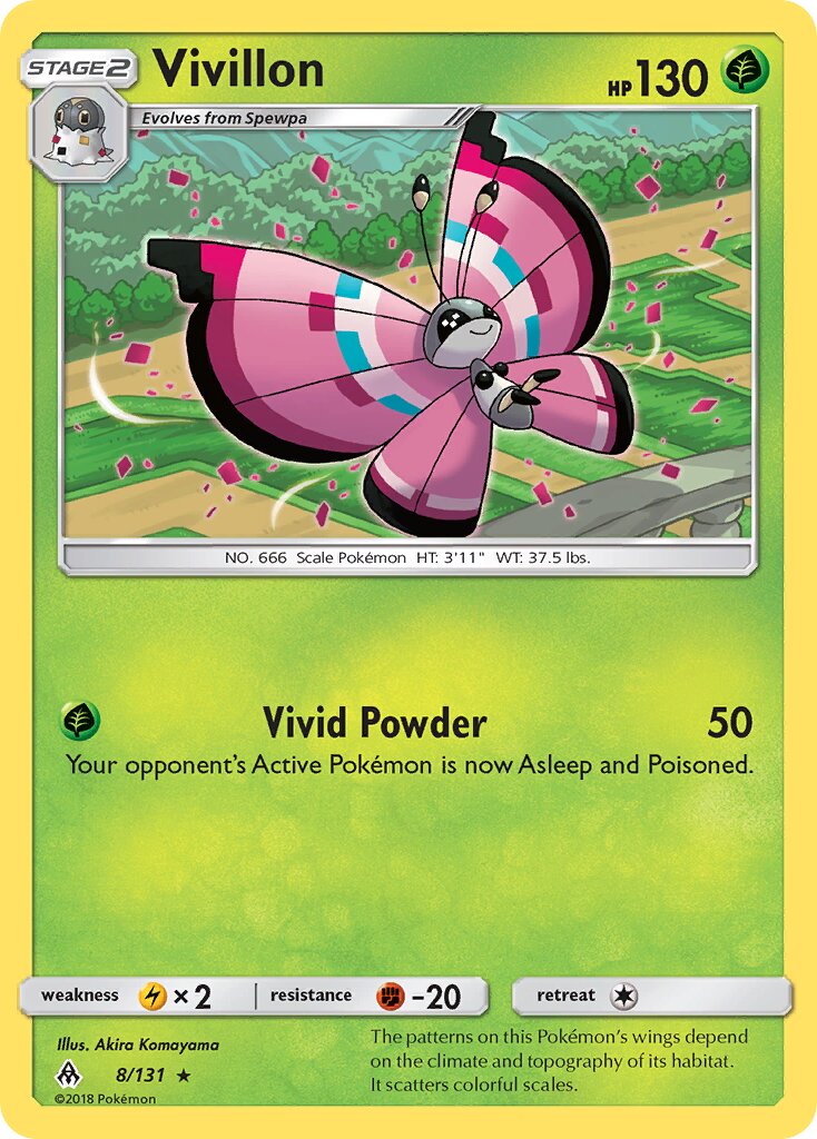 Vivillon 008/131 — Forbidden Light (English Pokémon TCG card)
