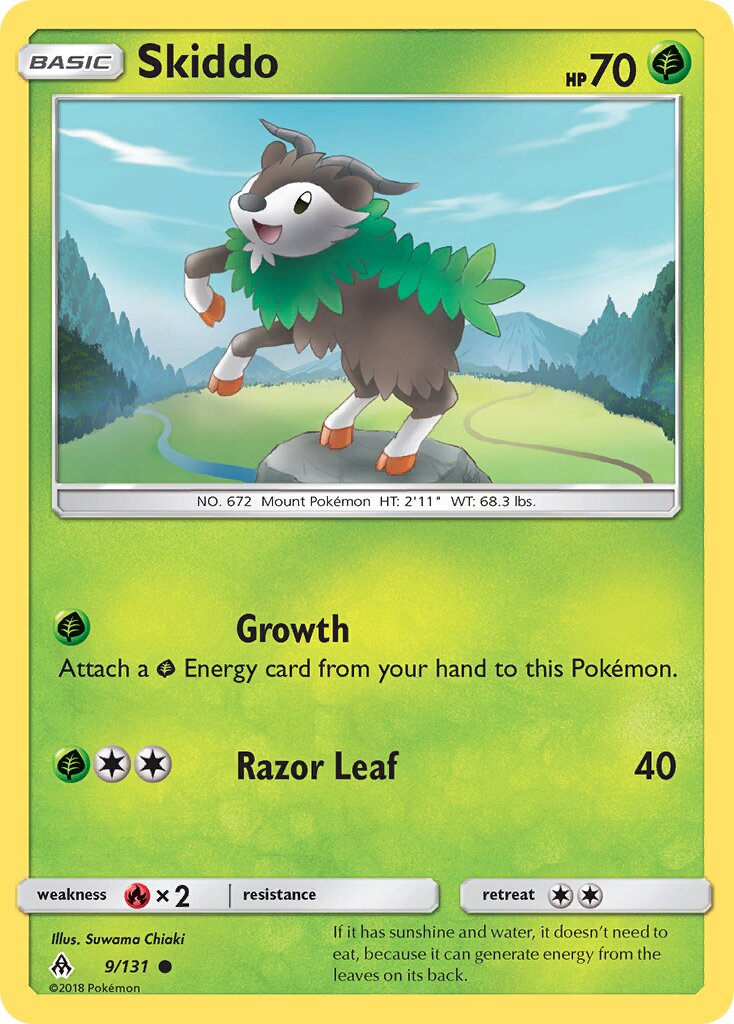Skiddo 009/131 — Forbidden Light (English Pokémon TCG card)