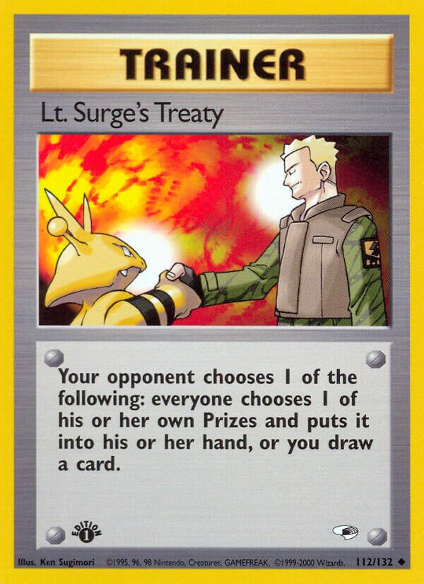 Lt. Surge's Treaty 112/132 — Gym Heroes (English Pokémon TCG card)