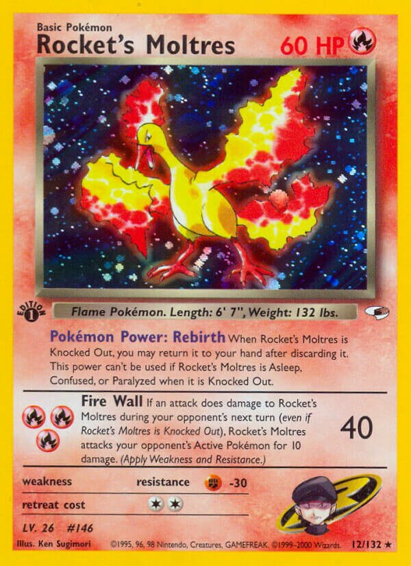 Rocket's Moltres 012/132 — Gym Heroes (English Pokémon TCG card)