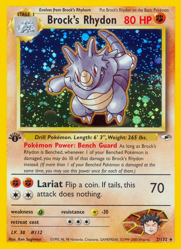 Brock's Rhydon 002/132 — Gym Heroes (English Pokémon TCG card)