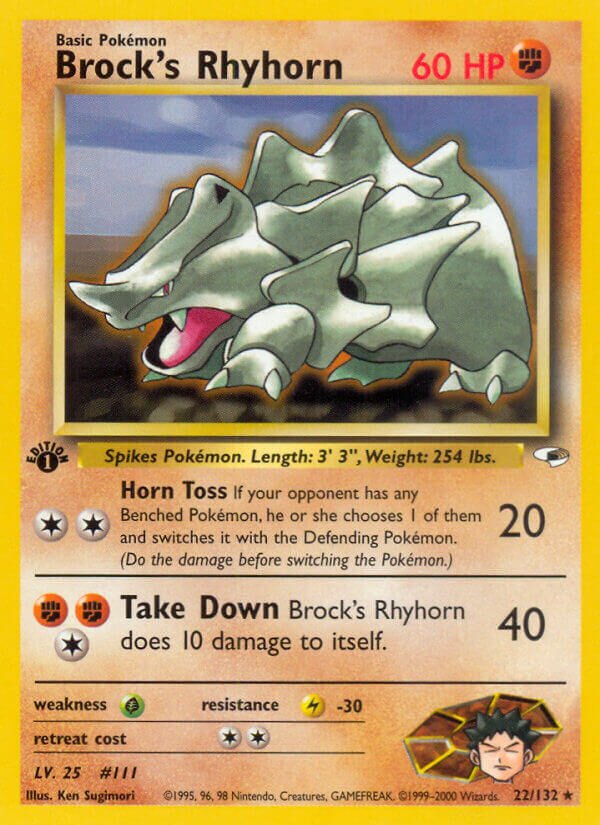 Brock's Rhyhorn 022/132 — Gym Heroes (English Pokémon TCG card)