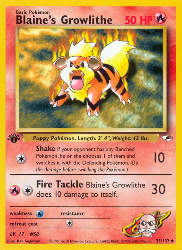 Blaine's Growlithe 035/132 — Gym Heroes (English Pokémon TCG card)