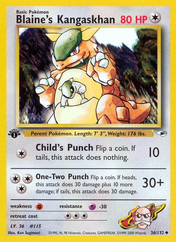 Blaine's Kangaskhan 036/132 — Gym Heroes (English Pokémon TCG card)