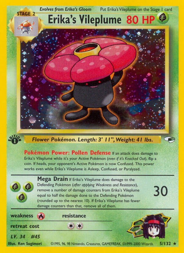 Erika's Vileplume 005/132 — Gym Heroes (English Pokémon TCG card)