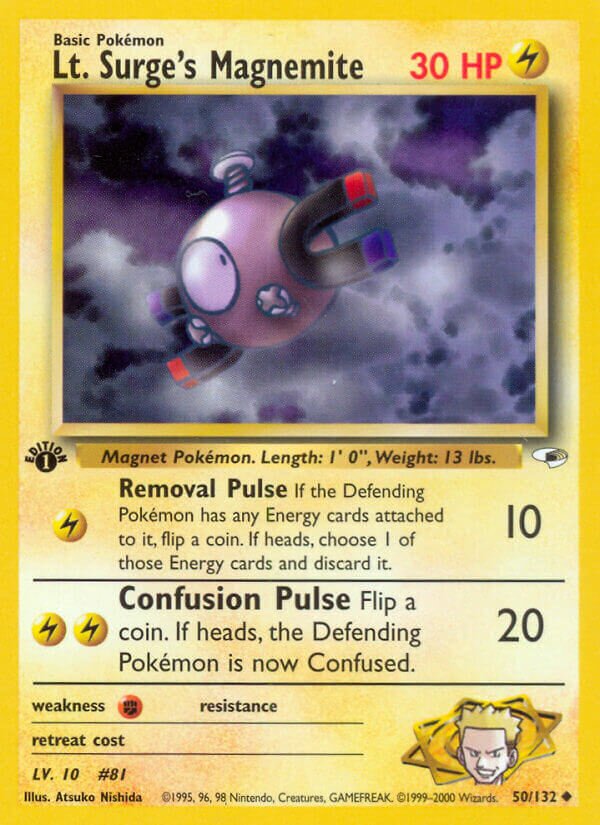 Lt. Surge's Magnemite 050/132 — Gym Heroes (English Pokémon TCG card)