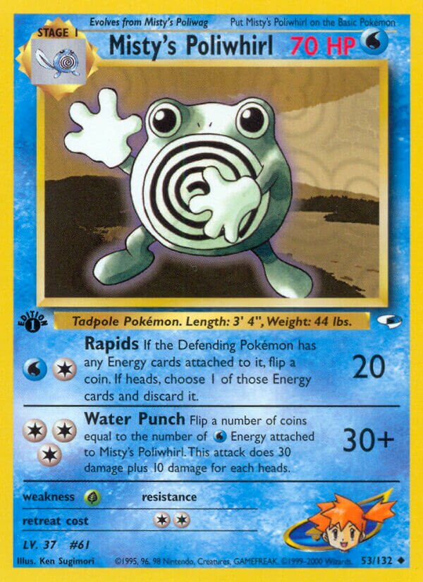 Misty's Poliwhirl 053/132 — Gym Heroes (English Pokémon TCG card)
