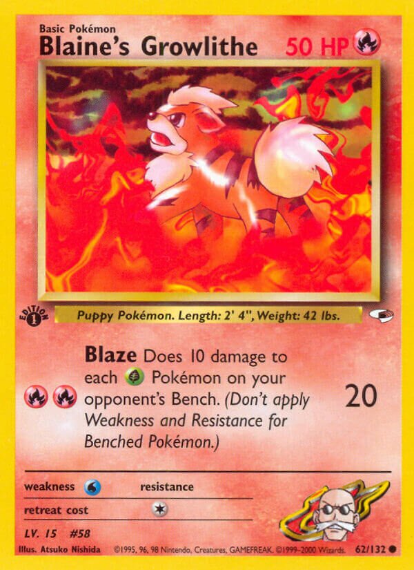 Blaine's Growlithe 062/132 — Gym Heroes (English Pokémon TCG card)