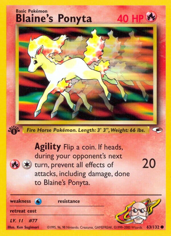 Blaine's Ponyta 063/132 — Gym Heroes (English Pokémon TCG card)
