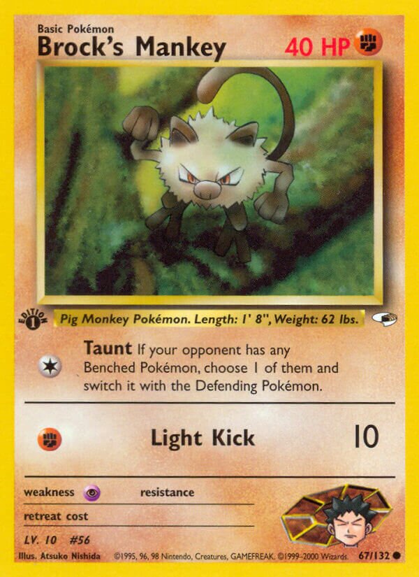 Brock's Mankey 067/132 — Gym Heroes (English Pokémon TCG card)