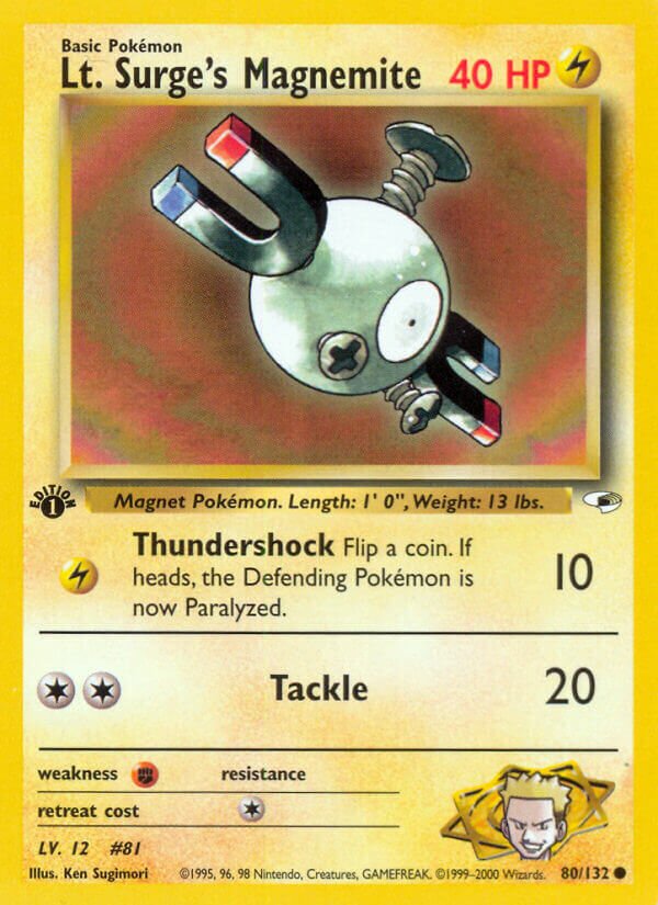 Lt. Surge's Magnemite 080/132 — Gym Heroes (English Pokémon TCG card)