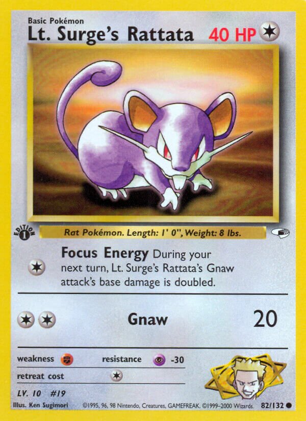 Lt. Surge's Rattata 082/132 — Gym Heroes (English Pokémon TCG card)