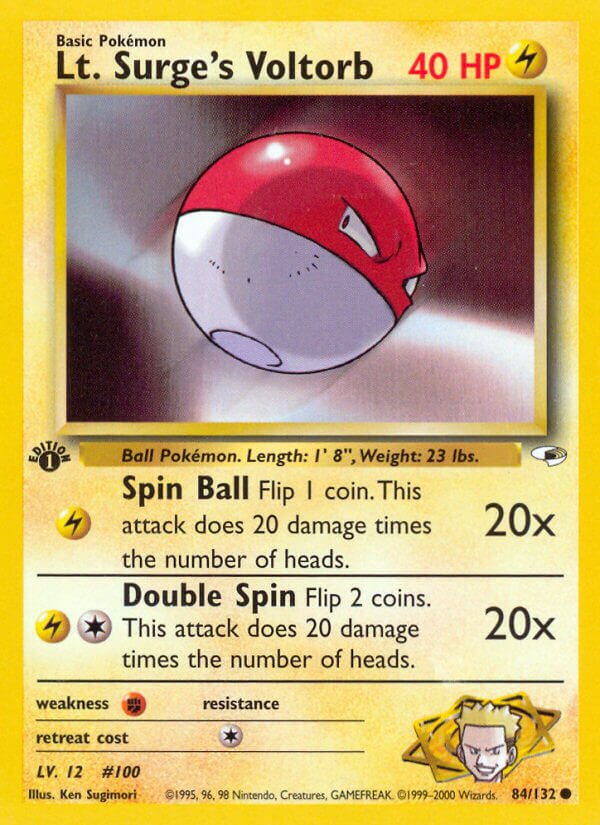 Lt. Surge's Voltorb 084/132 — Gym Heroes (English Pokémon TCG card)