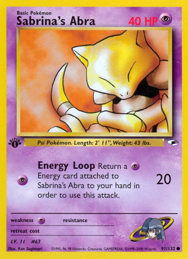 Sabrina's Abra 091/132 — Gym Heroes (English Pokémon TCG card)