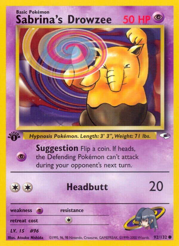 Sabrina's Drowzee 092/132 — Gym Heroes (English Pokémon TCG card)