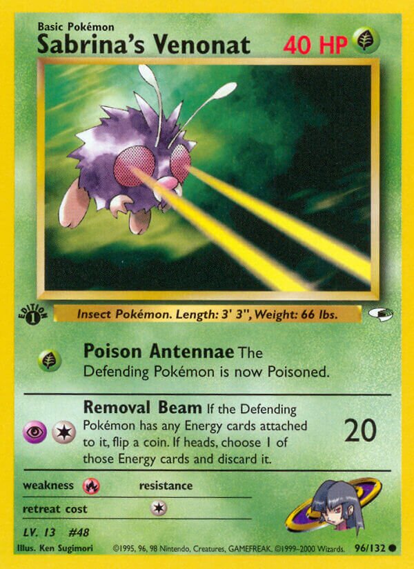 Sabrina's Venonat 096/132 — Gym Heroes (English Pokémon TCG card)