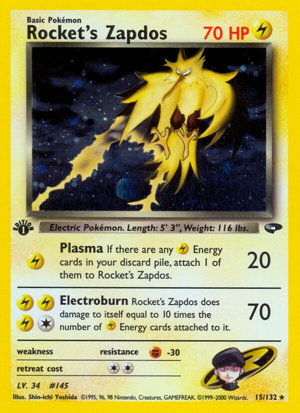 Rocket's Zapdos 015/132 — Gym Challenge (English Pokémon TCG card)