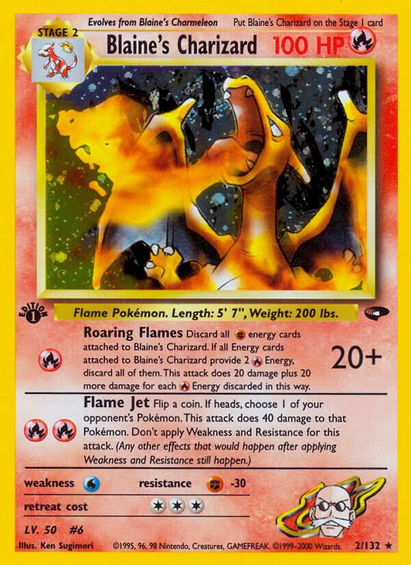 Blaine's Charizard 002/132 — Gym Challenge (English Pokémon TCG card)