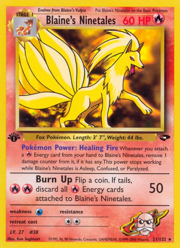 Blaine's Ninetales 021/132 — Gym Challenge (English Pokémon TCG card)