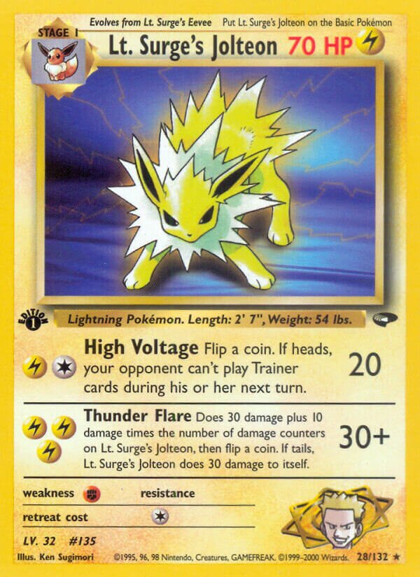 Lt. Surge's Jolteon 028/132 — Gym Challenge (English Pokémon TCG card)